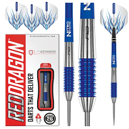 RED DRAGON Sky Pro Type R 26 Gram Professional Tungsten Darts Set with Flights and Stems