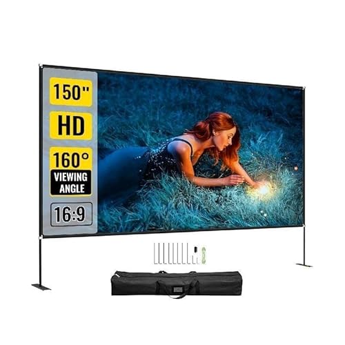 80 90 100 135 150 180 Zoll Projektorleinwand mit Ständer 16:9 4K HD Weitwinkel mit Aufbewahrungstasche Tragbares Heimkino for den Außenbereich - Projektorleinwand(150 inch)