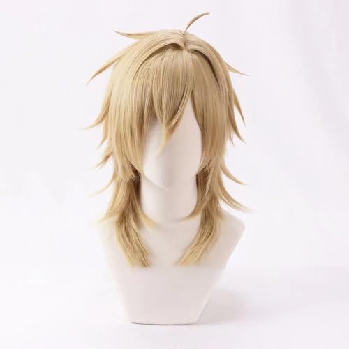 WCCNKK Anime Cosplay Perücke for Ensemble Stars Kaoru Hakaze Cosplay-Perücke, Flachsgelbes Kurzes Haar, Kostüm-Halloween-Perücke, Kostümparty, Anime-Show, Mit Perückenkappe