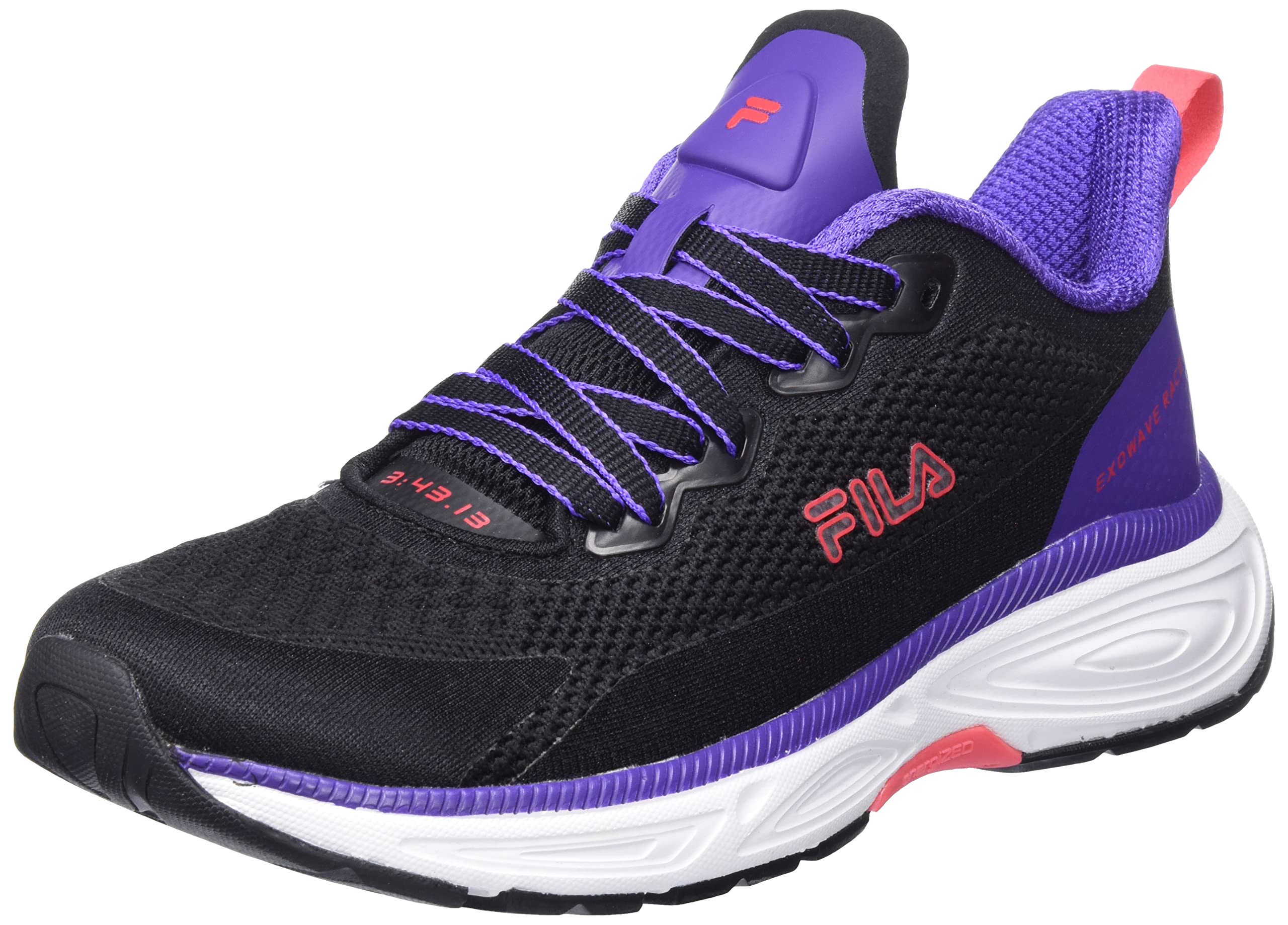 FILA Damen EXOWAVE Race wmn Laufschuh, Black-Prism Violet, 39 EU Schmal