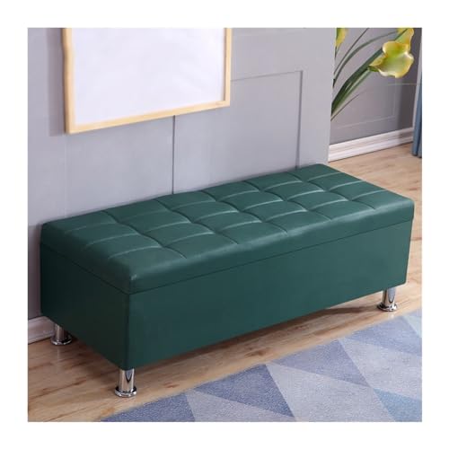 Schuhregal Rechteckiger Sofahocker, Schuhwechselhocker, Nachttischhocker, multifunktionaler Aufbewahrungshocker, Ankleidezimmer, Umkleidekabine, Lederhocker Schuhrschrank(Dark Green,120*40*40cm)