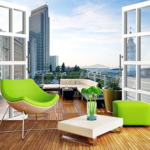 XLMING Balkon Mit Stadtblick 3D Tapete Home Dekoration Wohnzimmer Sofa Schlafzimmer Tv Hintergrund Wand-400cm×280cm