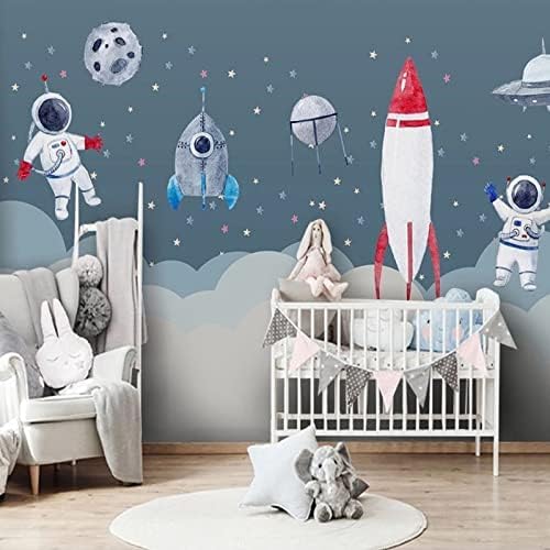 XLMING Cartoon Hand Gezeichnet Raum Rakete 3D Tapete Home Dekoration Wohnzimmer Sofa Schlafzimmer Tv Hintergrund Wand-430cm×300cm