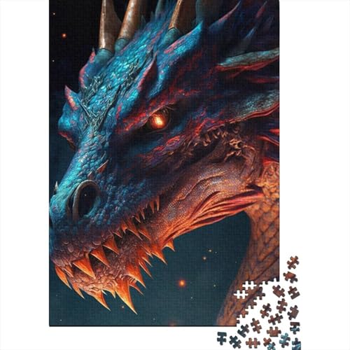 Amethyst Dragons Puzzle 1000 Teile Puzzle für Erwachsene und Teenager Holzpuzzle für Teenager Lustige Familienpuzzles für Erwachsene 75x50cm