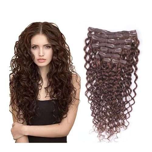 Clip-in-Haarverlängerungen Tiefes lockiges brasilianisches Haar, hellbraun, lockig, Clip-in-Haarverlängerungen, 10 Stück, 30# Auburn Brown, Clip-In-Haarverlängerungen, 160 g Clip-in-Haarverlängerunge