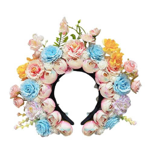 Vielseitiges Blumen-Stirnband, Accessoire, realistische Blumen-Haargirlanden, Kopfschmuck, Seiden-Blumenbänder für kulturelle Kleidung