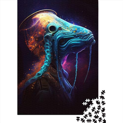 Holzpuzzle „Alien Portrait“ für Erwachsene und Jugendliche von Art Jigsaw Puzzles for Adults, 500 Teile, Spielspielzeug für Erwachsene, Familienpuzzle, Geschenk (Größe 20,47 x 14,96 Zoll)