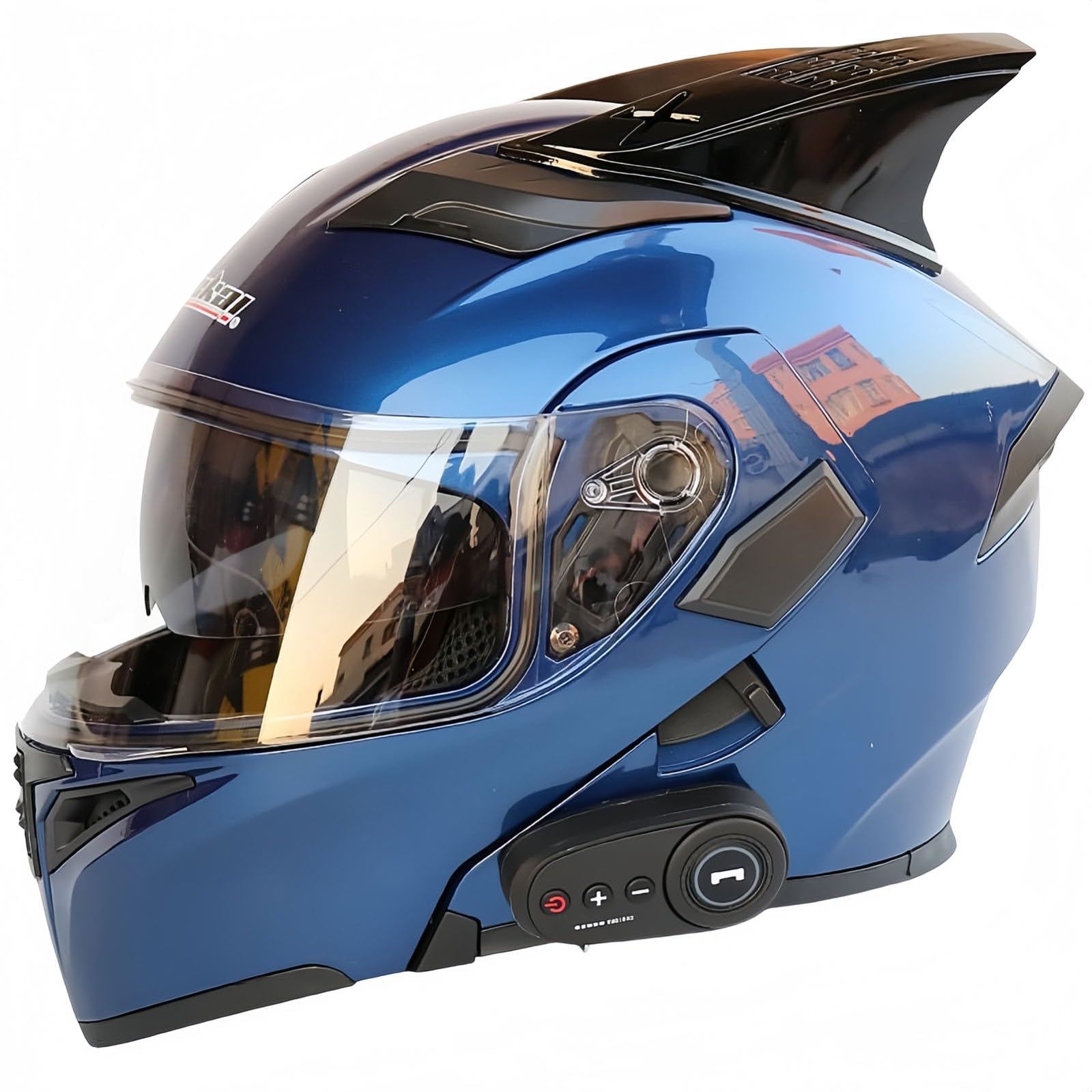 Integrierter Modularer Bluetooth-Motorradhelm Für Herren, ECE-Zertifiziert, Motorradhelm Mit ABS-Schale, Straßenmoped-Motorradhelm Für Männer Und Frauen S,L59-60CM