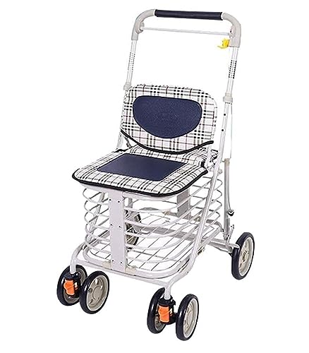 Einkaufswagen Einkaufswagen Selbstfahrender Älterer Einkaufswagen Olding Walker mit Radhandlauf Höhenverstellbare Walkers Faltbarer Einkaufswagen Einkaufswagen, LASTRAN, a, 82 * 45cm