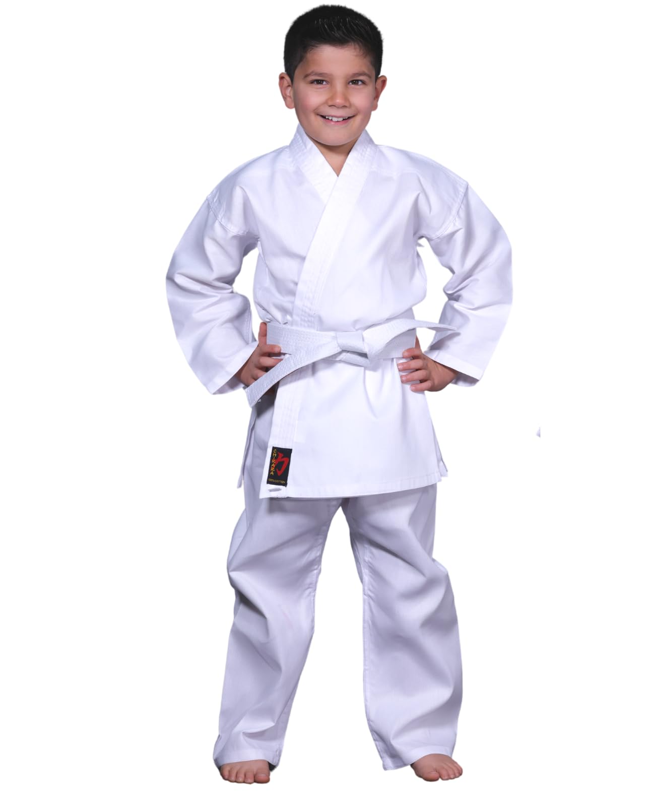 Chikara Karateanzug Kinder weiß, Karate Anzug Jungen, Karate Anzug Mädchen, Karateanzug Kinder Baumwolle, Kampfsportanzug Kinder