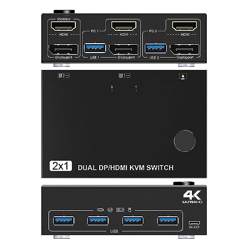 Metall USB3.0-Schnittstellen KVM Umschalter 202DH3 Seamless Keyboards Teilt Leistungen Multi Port KVM Umschalter