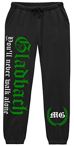 UGLYSHIRT Gladbach Never Walk Alone Herren Jogginghose | Fussball City Gladbach Hose Skyline Sporthose | M2 (XL)