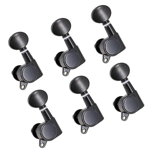 Strings Tuning Pegs Mechaniken Für Gitarre Gitarrensaiten-Stimmstifte, Stimmgerät, Mechanik, Stimmschlüssel, verchromter ovaler Knopf (Color : Black)