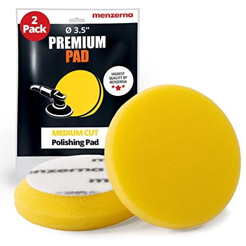 menzerna Polierpads 8,9 cm 95 mm (2 Stück, mittlere Schaumstoff-Pads, gelb) 8,9 cm