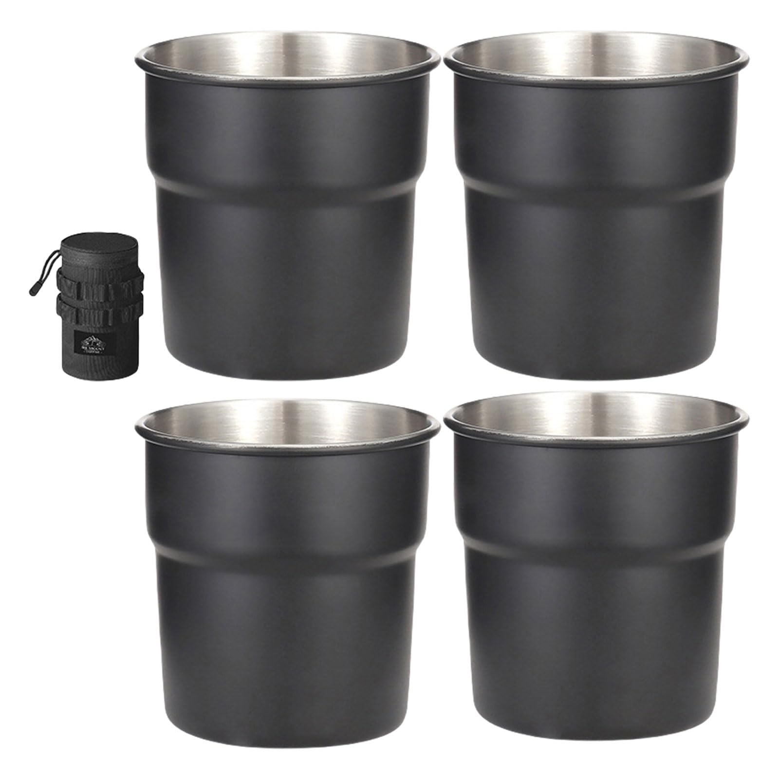 JUNNASALIKER 4 stapelbare Camping-Wasserbecher, 300 ml, Tee, Kaffee, Milch, Bierkrug, Edelstahl, Trinkbecher, Outdoor-Reisebecher