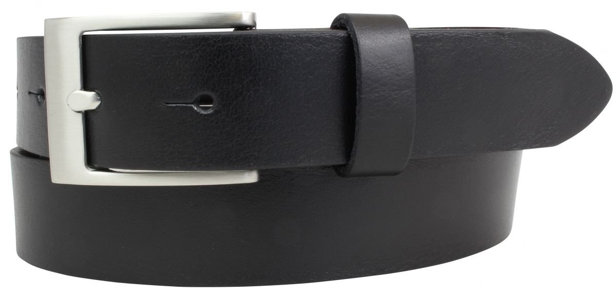 BELTINGER Überlängen-Gürtel für Herren aus Vollrindleder 3 cm | Ledergürtel mit silberner Gürtelschnalle 30mm | Hochwertiger Anzuggürtel | Schwarz 135cm