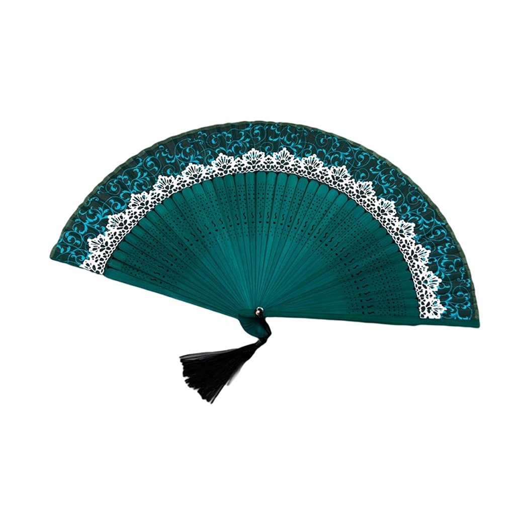 YIHANSS Dekoration Faltfächer für Damen im chinesischen Stil, Faltfächer im Retro-Stil, klassischer Tanzfächer mit Quasten für Hochzeitsgeschenke, Partygeschenke, eleganter Handfächer (Farbe: C)