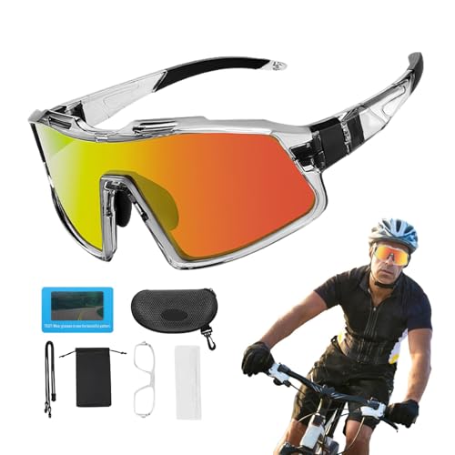 Idezek Winddichte Laufbrille | Polarisierte Sonnenbrille für Herren | Bunte Polarisierte Sonnenbrille | Rennradbrille mit Polarisation Zum Laufen, Wandern, Surfen, Radfahren, Klettern