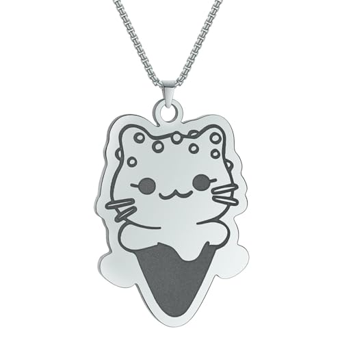 Belachick Charme Halskette Ketten Schmuck Herren Frauen Anhänger Necklace Eistüte-Katze Und Streusel-Halskette, Niedliche Tier-Anhänger-Halskette S