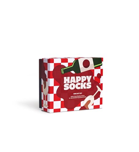 Happy Socks 2er pack Socken - Socken mit Wein motiv für Weinliebhaber - lustig Geschenkbox für Weihnachten und Geburtstag