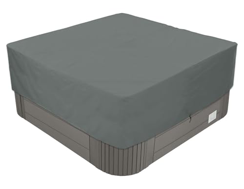 BaCover Quadratische Whirlpool-Abdeckung, 210D Oxford-Gewebe Wasserdicht Outdoor Spa Staubschutz Poolabdeckung,Grau,218x218x50cm