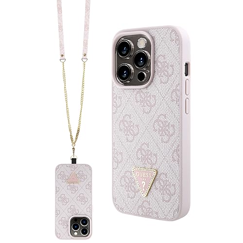 GUESS GUHCP15LP4TDSCPP Hülle für iPhone 15 Pro 6.1" Rosa hardcase Crossbody 4G Metal Logo