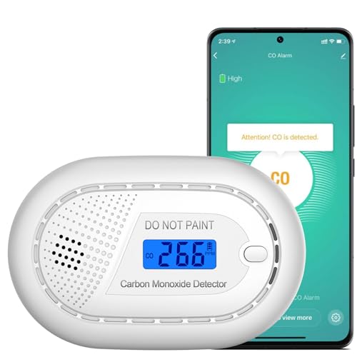 WiFi Smart Kohlenmonoxidmelder - Batterie für 10 Jahre, Kohlenmonoxid-Warnmelder, CO-Warnmelder mit Tuya & Smartlife App, Kohlenmonoxid Messgerät für Zuhause, mit LCD-Display, CO-Sensor