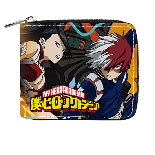 RYNDEX My He-ro Academ-ia Anime Wallets, Geldbörse Leder mit Reißverschluss, Mädchen Geldtasche mit Münzfach und Geldscheinfach(Color:Multicolor 9)