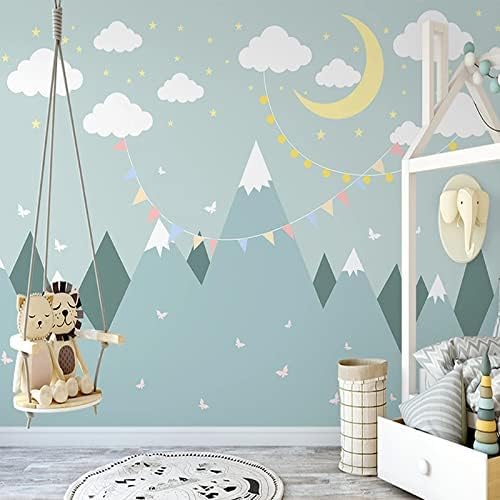 XLMING Einfaches Handbemaltes Kinderzimmer Mit Mond Und Sternen 3D Tapete Home Dekoration Wohnzimmer Sofa Schlafzimmer Tv Hintergrund Wand-430cm×300cm