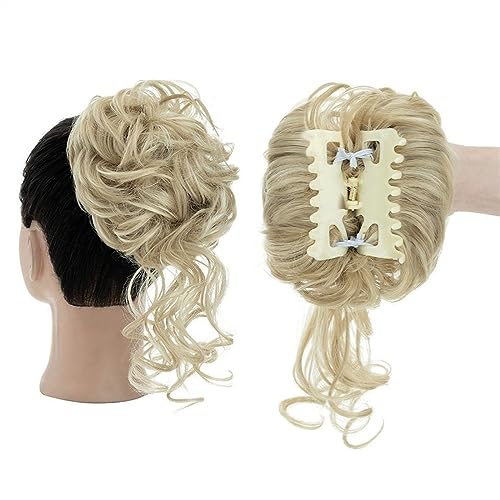 Unordentliches Dutt-Haarteil für Frauen, Synthetischer Haarknoten mit Klaue, Chignon for Frauen, unordentliche, lockige Haarknoten, Clip-in-Pferdeschwanz-Haarverlängerungen, flauschige, natürliche, fa