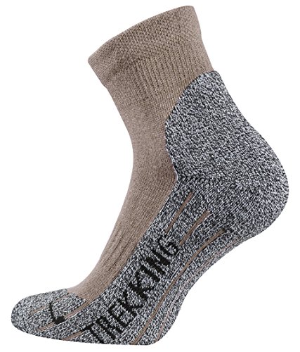 TippTexx24 4 Paar kurze Trekkingsocken, Wandersocken (43-46, beige)