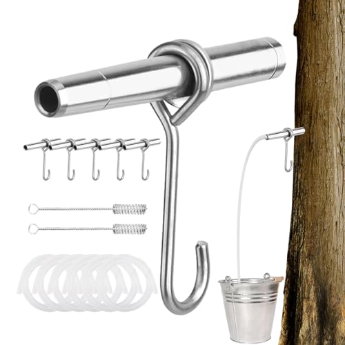 Ahornsirup Kit Ahornsirup Gewinde Set aus 304 Edelstahl, Ahornsirup Safthahn, Effizienter Ahornsirupfilter und Baumhähne, Ahornsaft-Eimer-Ausguss und Haken für Herstellung Ahornsirup