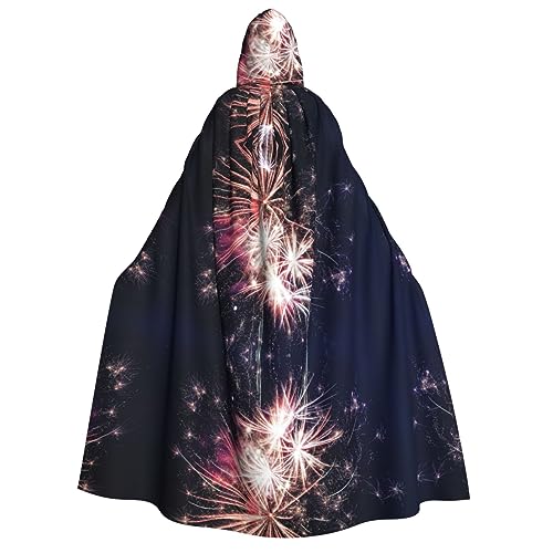 WURTON Explosion Feuerwerk Druck Unisex Kapuzenumhang Kostüm Damen Herren Vampir Halloween Cosplay Karneval Mottoparty