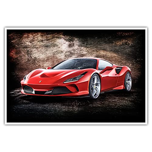 Ferrari F8 Tributo - Poster - Wandbild Bild Supersportwagen Auto wallart wandkunst modern (100 x 70 cm, Poster, Ferrari F8 Tributo)