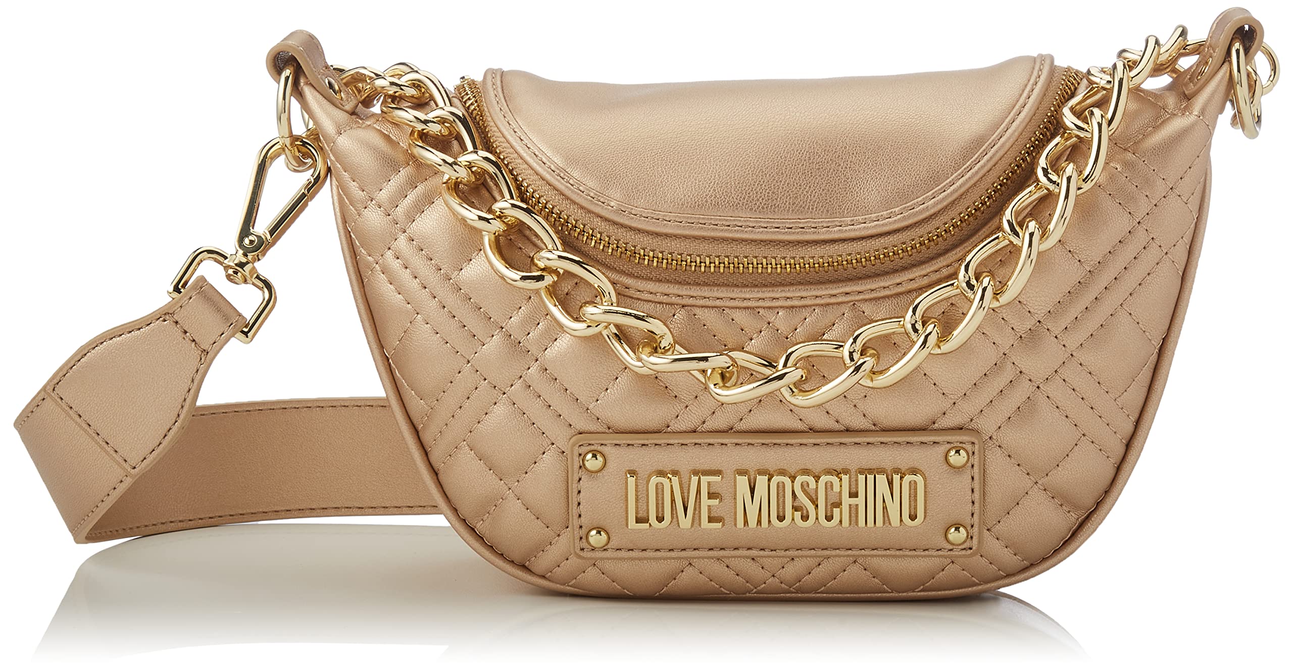 Love Moschino Damen Schultertasche, Stahlgrau