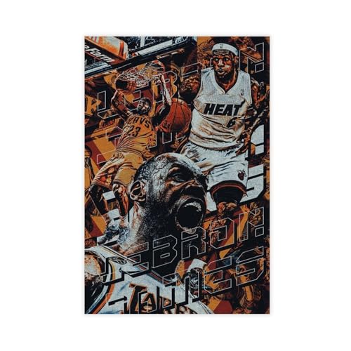 HACERR Lebron James – Kunstdruck – Basketball – Sportposter auf Leinwand Poster Schlafzimmer Dekor Landschaft Büro Zimmer Dekor Geschenk 50 x 75 cm