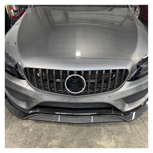 Splitter Für Benz Für C-Klasse W205 Sport 2015-2018 C180 C200 C300 2016 2017 Frontspoiler Stoßstange Lippe Untere Klinge Splitter Glanz Schwarz Frontlippe(Kohlefaser-Optik)