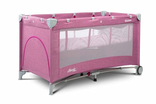 CARETERO Basic Plus Baby Reisebett mit Matratze 120x60 cm - Faltbares Reisebett für Babys bis 15 kg - Ab Geburt bis 4 Jahre - Inkl. Transporttasche - Lavenda