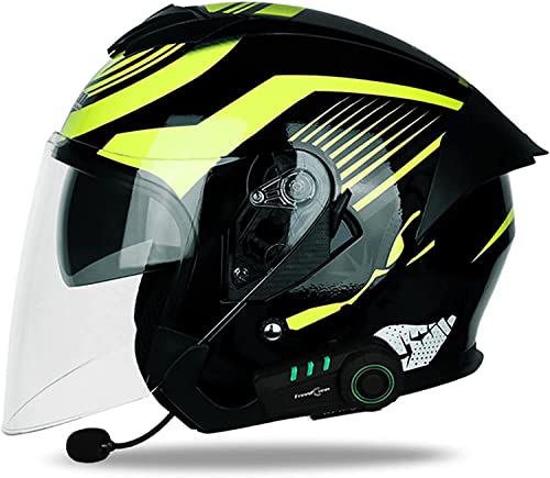 Motorradhelm Bluetooth Jethelm,DOT/ECE-Zertifiziert Open Face 3/4 Halbhelme Vintage Adult Unisex Jet Helm,Retro Crash Halbhelm mit Sonnenblende Scooter Street Bike Motorradhelm Cap