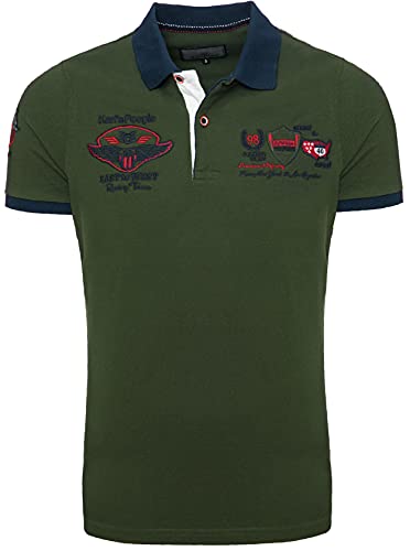 Karl´s People Kurzarm Poloshirt für Herren 100% Baumwolle by Carisma • Herren Polo Shirt mit Stickerei • Angenehmes Regular Fit Shirt für Büro und Freizeit K-103 M, Khaki