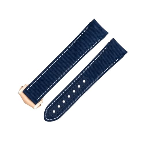 IOTUP Uhrenarmband aus Nylongewebe, 20 mm, passend für Omega-Armband für AT150 Seamaster 300 Planet Ocean De Ville Speedmaster Uhrenarmband mit gebogenem Ende, Weiß, 20 mm, Achat