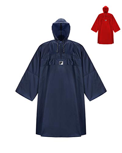 HOCK Wander Regenponcho 'Wetter AS Klima' mit Langen Ärmeln - Der Atmungsaktive Outdoor Poncho für Damen und Herren - Regencape mit weitem Schnitt für's Wandern mit Rucksack - Blau - M (175cm)