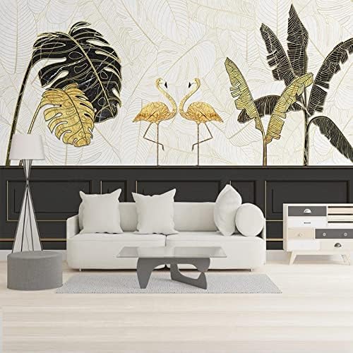 XLMING Minimalistisches Geometrisches Blatt Mit Goldener Linie 3D Tapete Home Dekoration Wohnzimmer Sofa Schlafzimmer Tv Hintergrund Wand-430cm×300cm