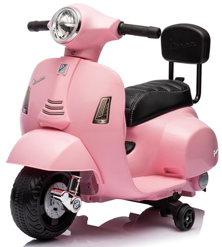 Vespa Elektroroller Elektrofahrzeug Kinderfahrzeug Scooter (Rosa mit Rückenlehne)