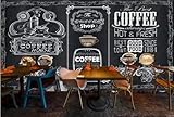 Kreidetafel-Café 3D Tapete Poster Restaurant Schlafzimmer Wohnzimmer Sofa TV Dekorative Wand-350cm×256cm