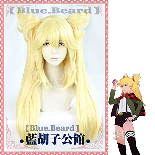 LINLINCD Cosplay wig Brennen Sie die Hexe Cosplay Perücken Ninny Spangcole Golden Long Double Pferdeschwanz Hitzebeständige Haar Perücke für Karneval Halloween Party+C.