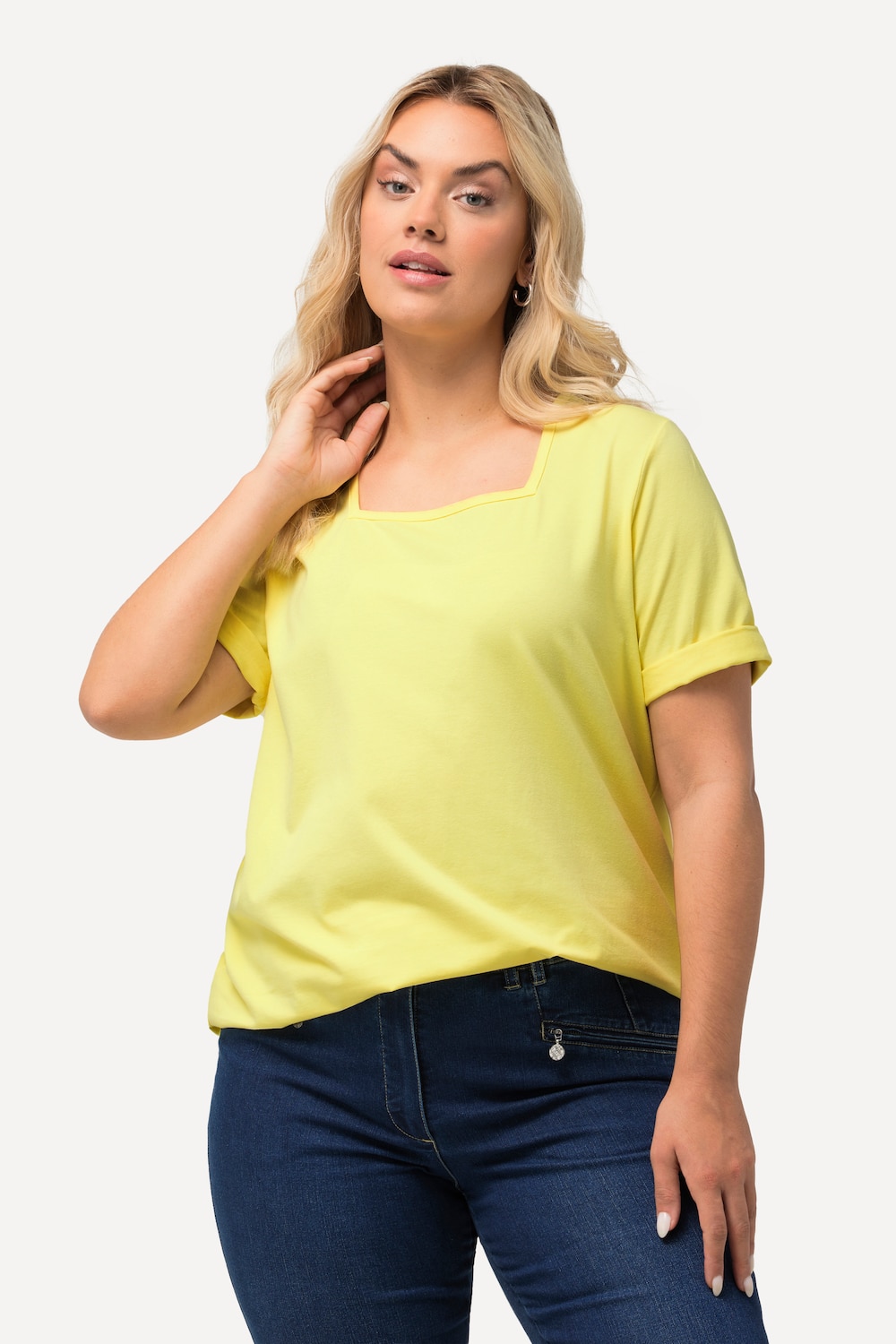 Große Größen T-Shirt, Damen, gelb, Größe: 50/52, Baumwolle, Ulla Popken