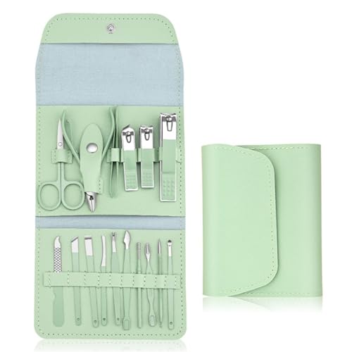 Maniküre-Schneider-Nagelknipser-Set, tragbarer Edelstahl-Ohrlöffel, Nagelknipser, Pediküre-Nagelschere, Toos, Grün SET02