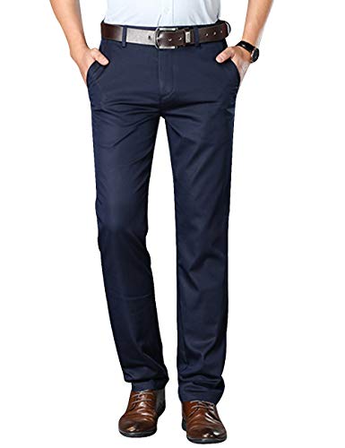 SOMTHRON Herren Regular Fit Anzughose Einfach Business Hose Schwarz/Aprikose/Dunkel Blau XS-7XL(ZQ,2XL)