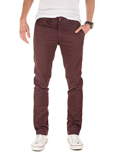 WOTEGA Herren Chino Hose Allen - Chinohose Skinny Fit - Gemustert, Rot (Winetasting 192118), W30/L32